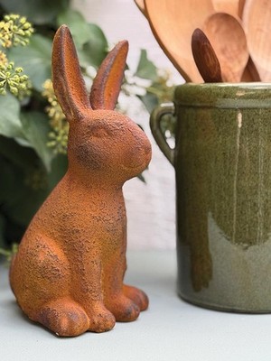 Rostfarbener Hase Garten Ornament Harz Hase Skulptur Osterhase Pedro