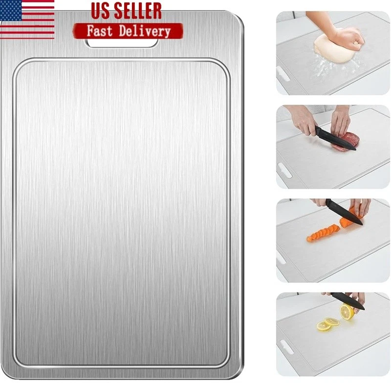 Titanium Cutting Board Double-Sided Sturdy Hygienic Easy Clean Juice Groove New