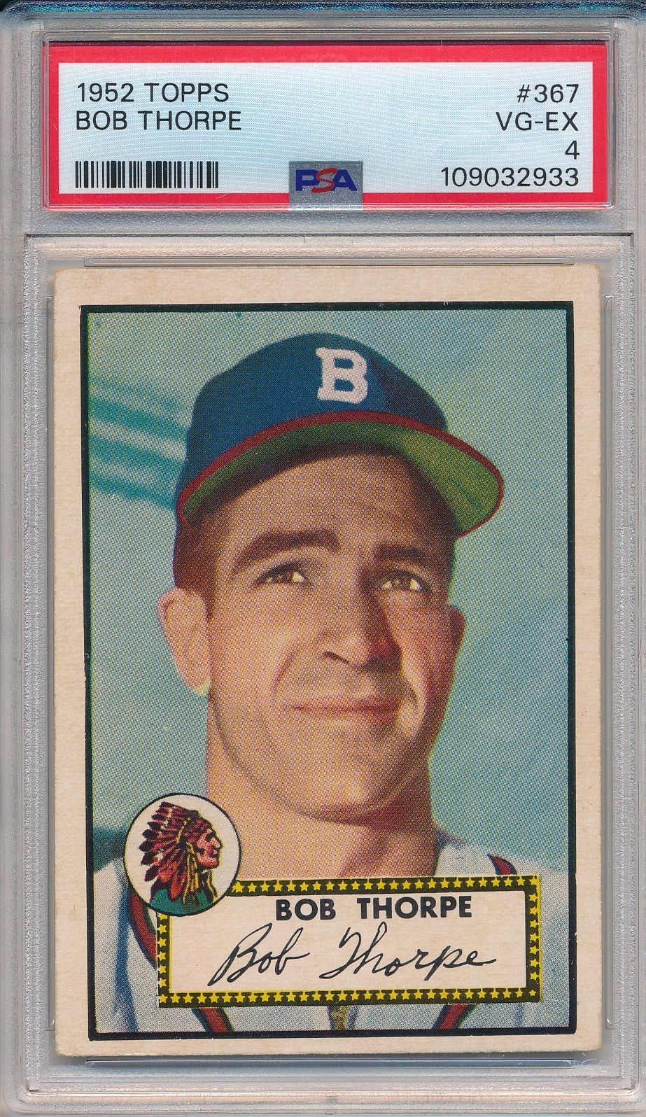 1952 TOPPS #367 BOB THORPE - PSA 4 VG-EX (SVSC) HIGH #! FRESHLY GRADED!