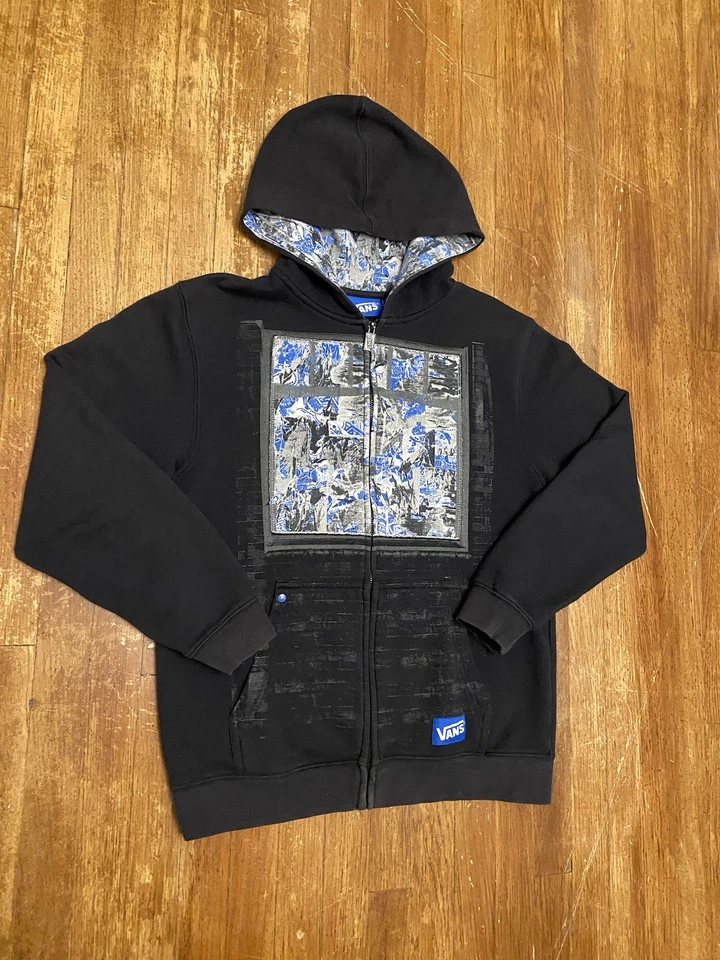 Sudadera De Colección Y2K Vans Patinador Cremallera Completa Con Capucha Estampado Gráfico Negra Juvenil XL Foto 2 de 4