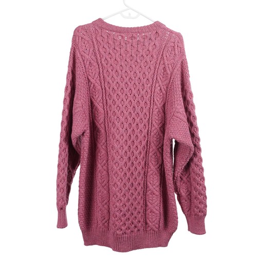 BONNER OF IRELAND Women Sweater L/XL Pink Wool Chunky Knit Long Sleeve Pullover - Picture 6 of 10