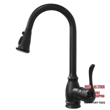 Kitchen Sink Faucet with Pull Down Sprayer, High Matte Black Classic Gooseneck