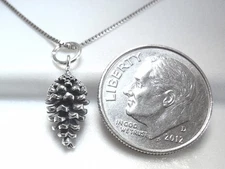 Pine Cone 925 Sterling Silver Necklace Small