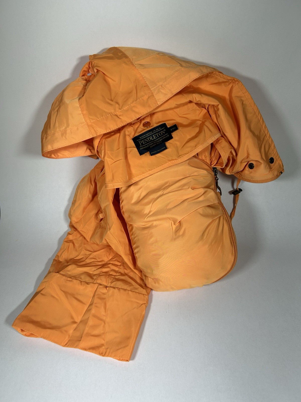 Vintage Pendeleton Bright Orange Packable ZipUp H… - image 1