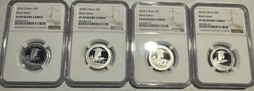 [ Lot of Four ] 2018-S PF69 Silver Quarter Voyageurs NGC