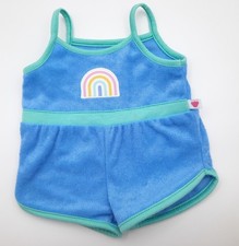 Build A Bear rainbow romper blue terrycloth clothes outfit