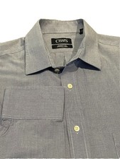 CHAPS Mens 16.5 Blue CHECKERED Shirt Long Sleeve Button Classic Fit WRINKLE FREE