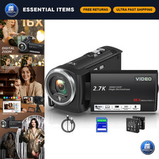 QHD 2.7K Video Camera Camcorder, 56MP, 16X Zoom, Vlogging  Streaming Ready