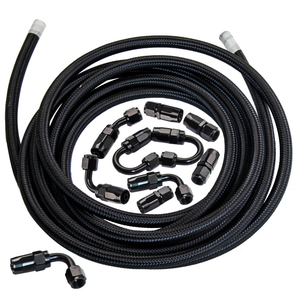 AN6 -6AN AN-6 Fitting Stainless Steel Nylon Braided Oil Fuel Hose Line 16FT Kit - Image 4