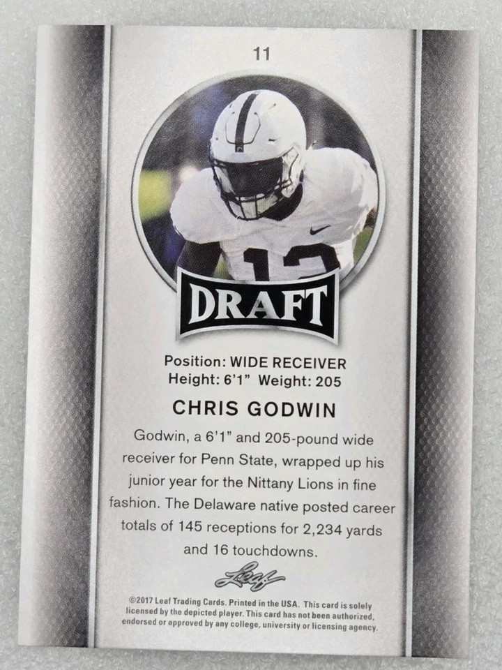 CHRIS GODWIN RC - 2017 Leaf Draft #11 - Penn State Nittany Lions - Image 2 of 2