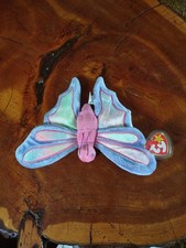 TY Beanie Babie Flitter the Butterfly Plush Toy - Pink/Purple 1999