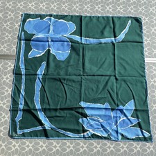 Vtg Vera Neumann Scarf Polyester 20  Square Green Blue Mod Retro Flowers Floral