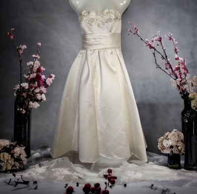 Galina David's Bridal Tea Length Wedding Dress Size 10