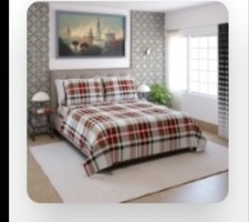 Room Retreat Flannel Sheet King Size 4 Pcs Set, Red Plaid. Up To 18" Deep