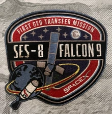 SpaceX Patch  SES-8 Falcon 9 astronaut  space travel dark blue rocket