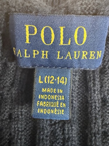 Polo Ralph Lauren Cable-knit Button Cardigan Sweater Navy Girls Size 12-14 - Picture 3 of 3