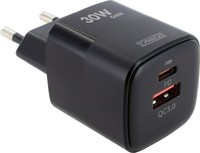 USB SchnellladegeräT 30W Ladeadapter USB-C USB-A Schwarz Klein