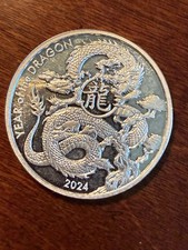 Asahi Refining 2024 Lunar Year of the Dragon 1 oz .999 Silver Round Coin 80.00 per troy oz