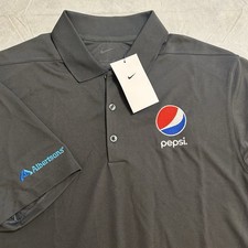NWT Nike Pepsi Albertsons Golf Polo Mens M Gray Embroidered Shirt Performance