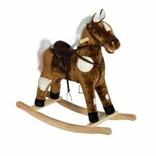 Kids Plush Ride On Toy Rocking Horse Chair With Nursery Rhyme for Toddler 1-3
