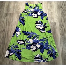 Lauren Ralph Lauren Women's Green Blue Floral Sleeveless K Dress Size