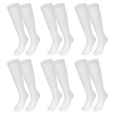 Girls' Knee High Socks White Black 6 Pairs Kids School Football 1-3T White 6