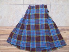 Wool Kilt Blue Black Red Yellow Plaid Aston Brand Made in Scotland Sz S