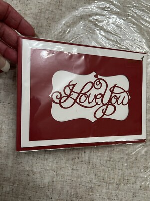 NEW Papyrus  Happy Valentine's Day Red/white I Love You Cut Out Greeting Card