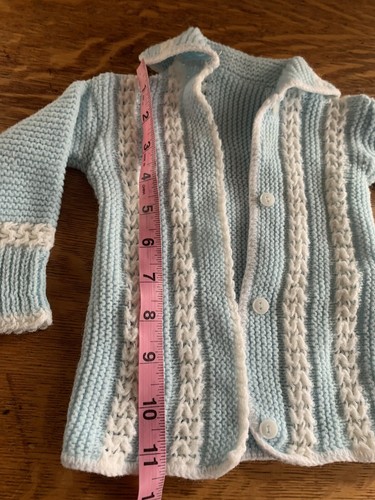 Vtg Baby Cardigan Blue Sweater Collar Old Money Preppy 70s Aesthetic Infant 💙 - Picture 7 of 9