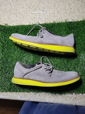 COLE HAAN LUNARGRAND SUEDE WINGTIP CHARCOAL GREY GRAY VOLT YELLOW Men size‎ 11 Cole Haan Lunargrand Mens Shoes Gray Suede Wingtip Oxfords  main image 2