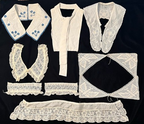 Antique Vintage Lot of Collars Cuffs - Needle Lace, Crochet, Embroidered, Sewn