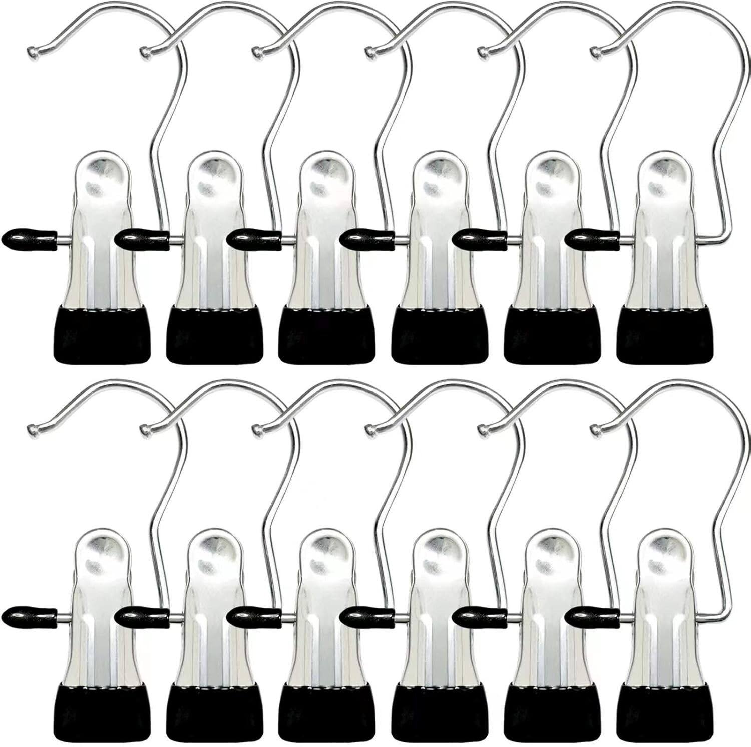 (12Pcs) Ganchos Para Colgar Ropa Con Clips Percha Para Botas Pinzas Para Rop...