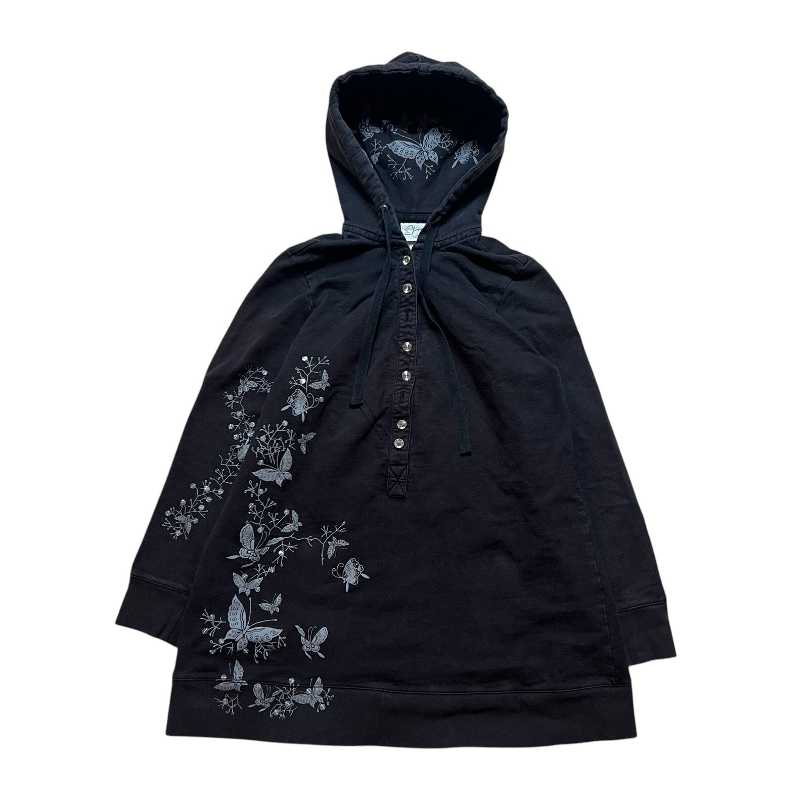 Vintage Y2K Fashion Bug Butterfly Lightweight Button Up Hoodie Sweatshirt 14/16W