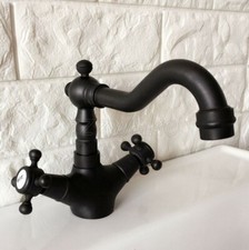 Black Brass Basin Mixer Tap Spout Sink Faucet double handle Bathroom faucet