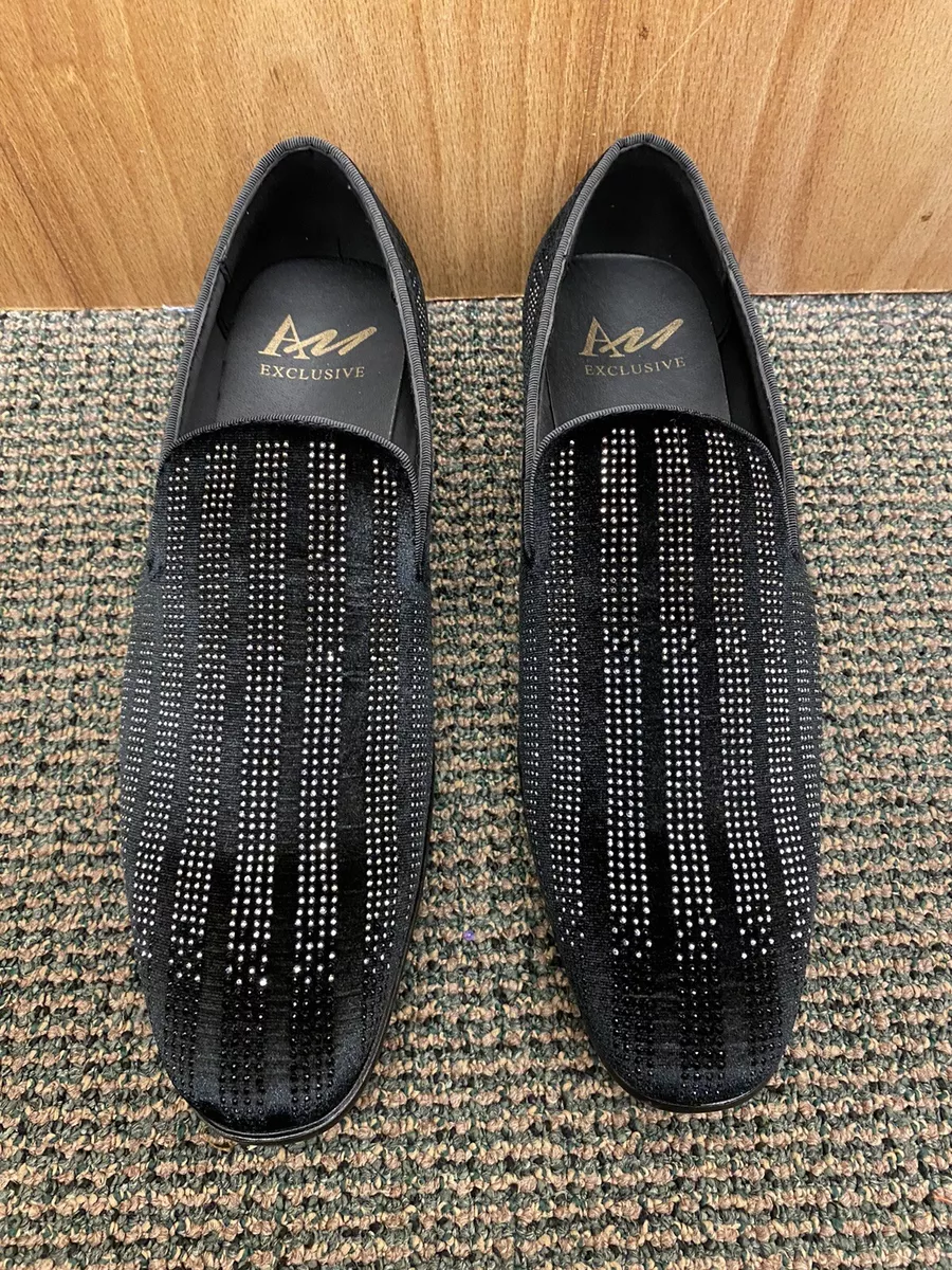 After Midnight Exclusive Black/Silver Prom Men's Slip-on Red Bottoms Dress  Shoes