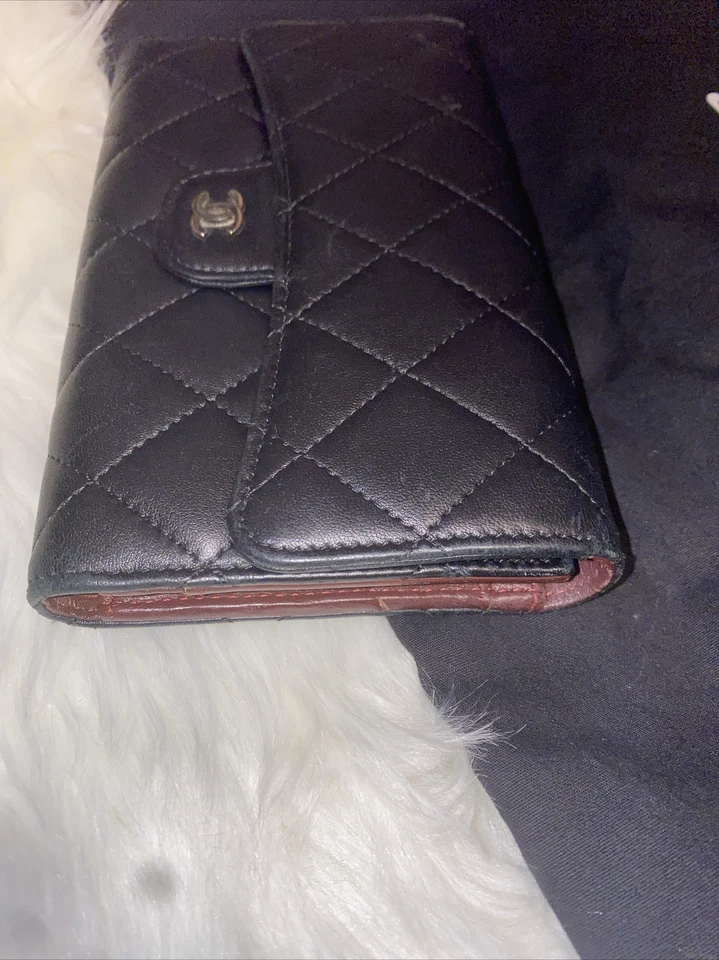 CHANEL Classic Flap Wallet Black Lambskin Leather Certified 100% Authentic - Image 4 of 4