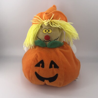 Fiesta Scarecrow Plush Pumpkin Halloween Witch Stuffed Animal Fall Decor Yarn
