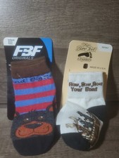 2 PAIR Baby Bear Print Socks Size Infant 0-3 NEW