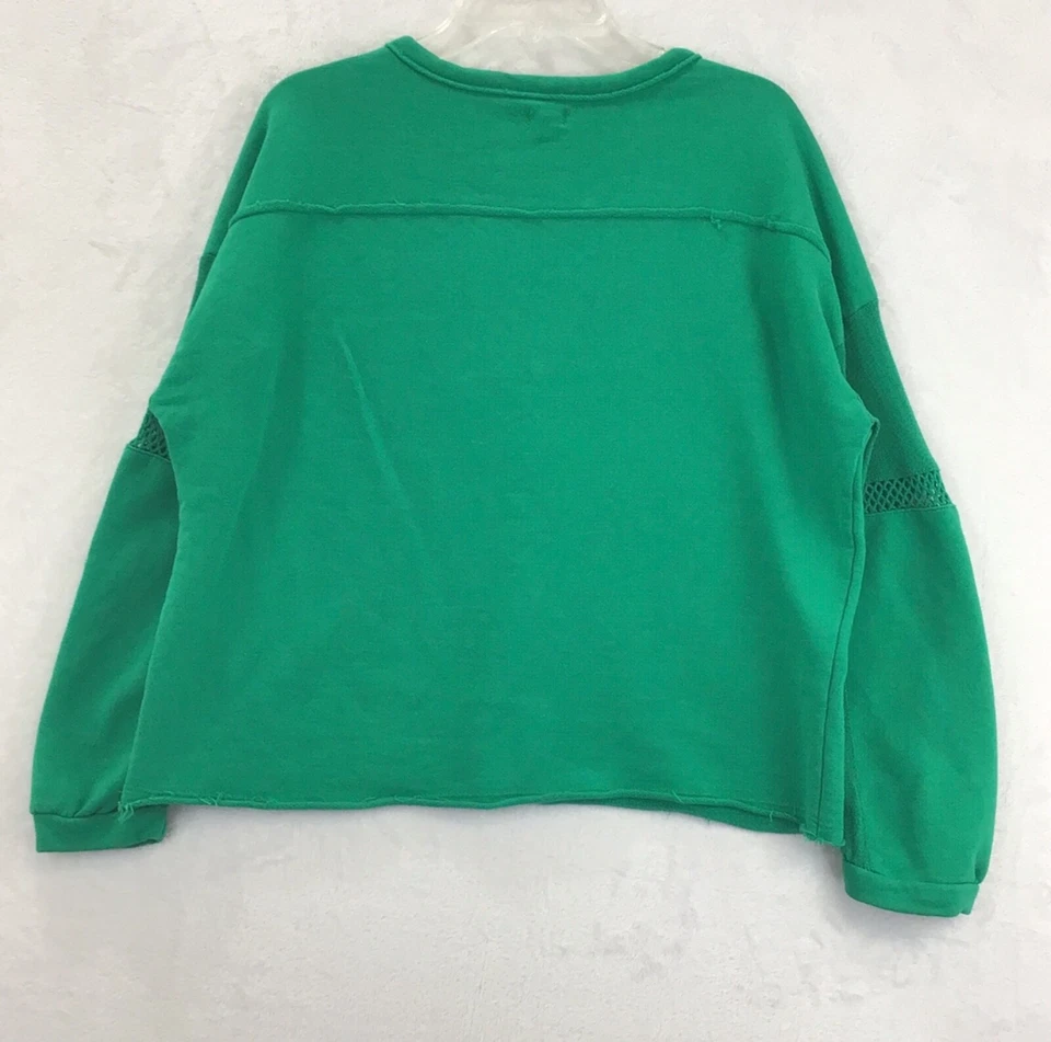 Sudadera Tru Craft/Dobladillo Crudo Adornado Verde Manga Larga/Talla M Foto 2 de 4