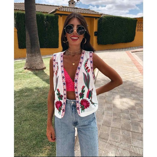 Zara open front embroidered vest 6895/224 - Picture 6 of 8