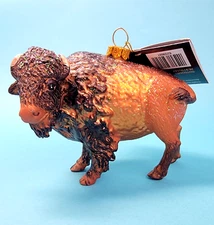 Robert Stanley Water Buffalo Bison Christmas Ornament Glass Glitter New