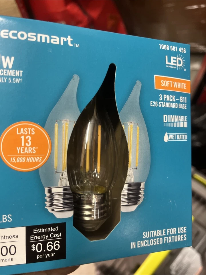 EcoSmart BA11 Dimmable Edison LED Light Bulb Soft White BA11C5DE26827Z(18lights) - Image 2 of 4
