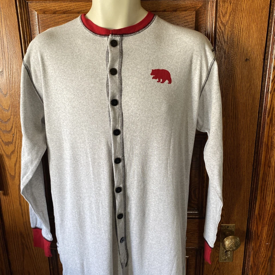 LAZY ONE Bear Cheeks Back Flap Jack One Piece PJ Pajamas Lounge UNION SUIT, Sz L - Image 4 of 4