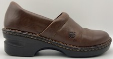 Women's BORN CONCEPT Brown Leather Slip On Clog Shoes Size 8 EUR 39 