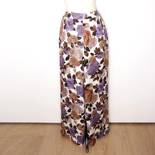 Maliparmi Palazzo Jambe Large Marron Violet Floral Polyester Femmes M 46 C 10 US
