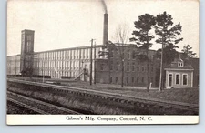 Postcard North Carolina Concord Gibson's Mfg Co. Southern Railroad
