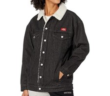 Dickies Juniors' Oversized Sherpa Denim Jacket - Dks - Small - Nwt