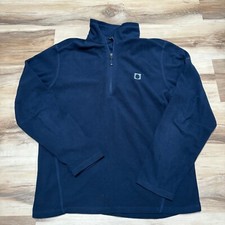 Eddie Bauer Fleece Mens Medium Navy Blue 1/4 Zip Pullover Sweatshirt Lightweight