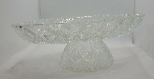 Rare! Vintage PINEAPPLE STAR CUT CRYSTAL GLASS Raised Divided RELISH DISH 11x7x4 - Picture 3 of 8