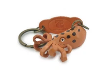 Octopus, Brown Leather, Keychain Hand Made in Thailand, Gift, 2" THL07 BB69